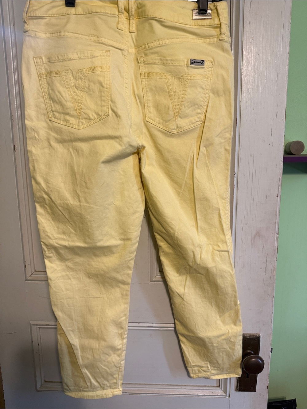 Seven7 Pale Yellow Cropped Stretch Jeans - Picture 2 of 3